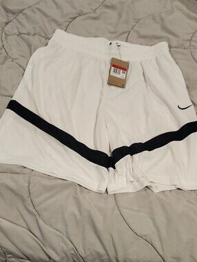 Nike White Athletic Mesh Shorts with Black Stripe Accent
